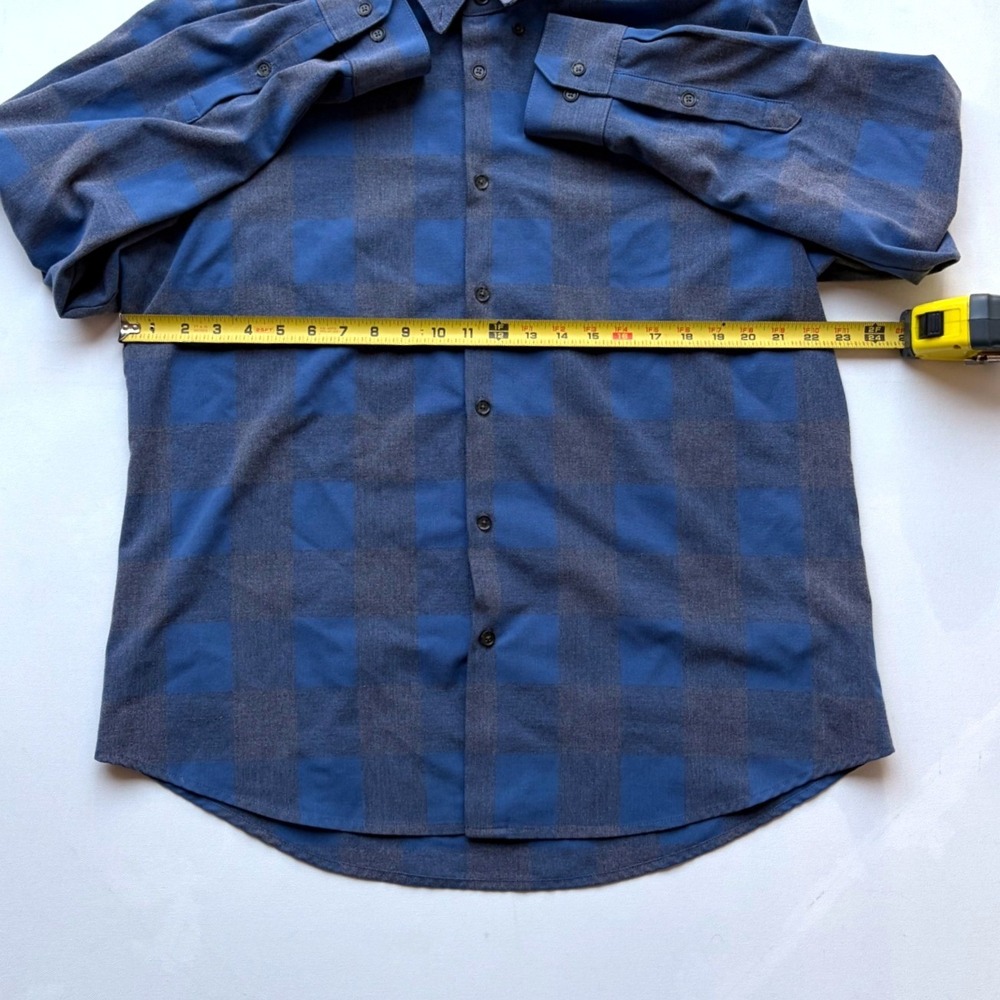 Mizzen+Main Mens Large Standard Fit Blue Grey Buffalo Check Performance Shirt - Picture 4 of 6